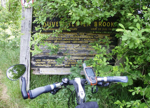 Fahrrad im Grünen mit Navigationsgerät am Lenker