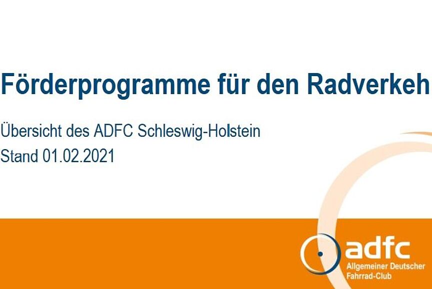 Titelbild Übersicht Fördermittel Radverkehr SH Titelbild Übersicht Fördermittel Radverkehr SH
