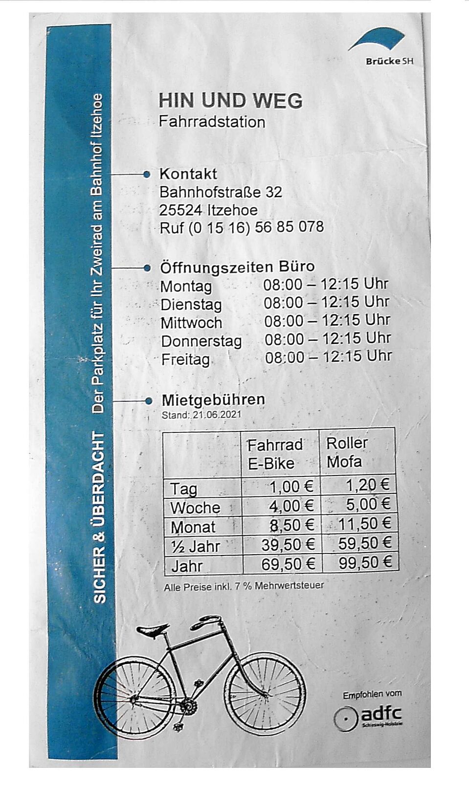 Flyer Fahrradstation der Brücke SH Flyer Fahrradstation Brücke SH